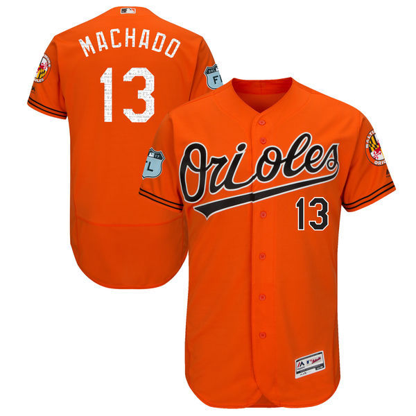 2017 MLB Baltimore Orioles #13 Machado Orange Jerseys->->MLB Jersey